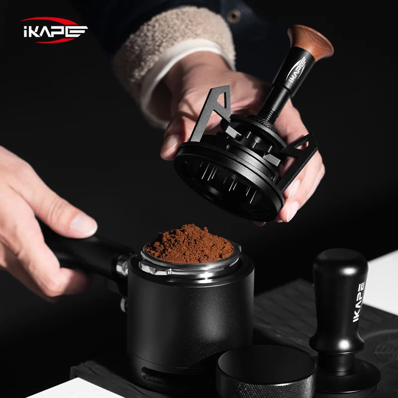 IKAPE V3 Espresso Rotary WDT, Espresso Stirrer Distribution Tool for Barista, 0.25MM 12 Needles Coffee Stirrer with Stand