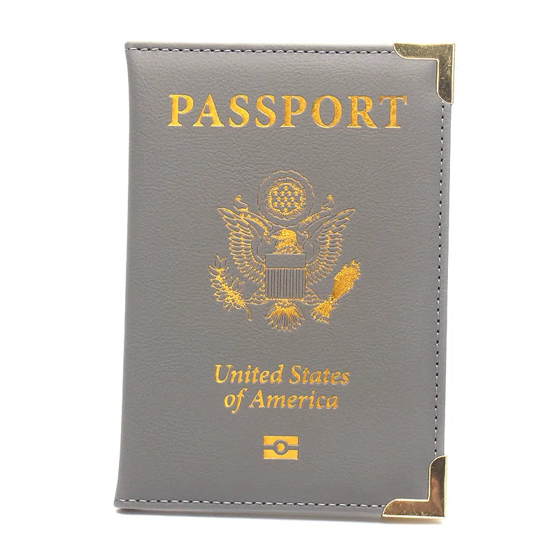 USA Passport Cover Travel Wallet Metal Corners Pu Case for Passports Cards Holder Passport Wallets for Women