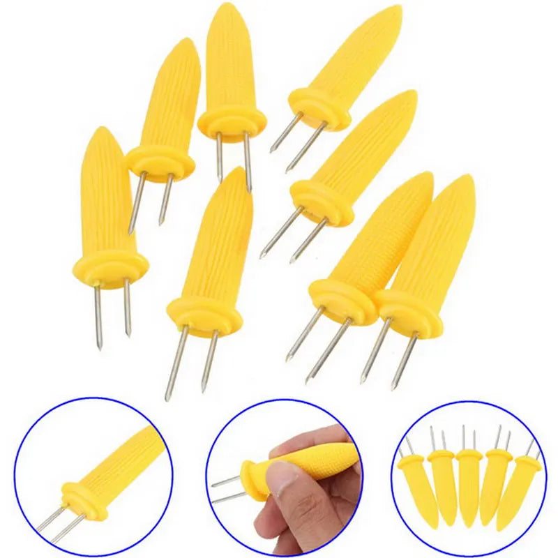 1/10pcs Fork Corn Skewer Stainless Steel Corn Holders Corn On The Cob Skewers Fruit Forks Outdoor Camping Cooking Barbecue Tool