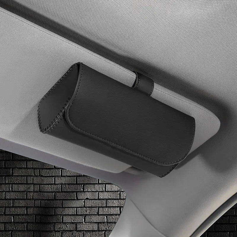 Cute Bowknot Car Glasses Box Universal Leather Sunglasses Case Storage Holder Bag Sunshade Organizer Auto Interior Accessories