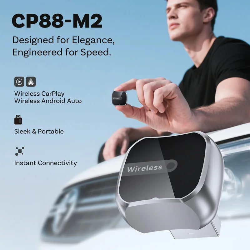 CP88-M2 Wireless Carplay Adapter Android Auto Interconnection Box Type-A To C Siri/Google Control
