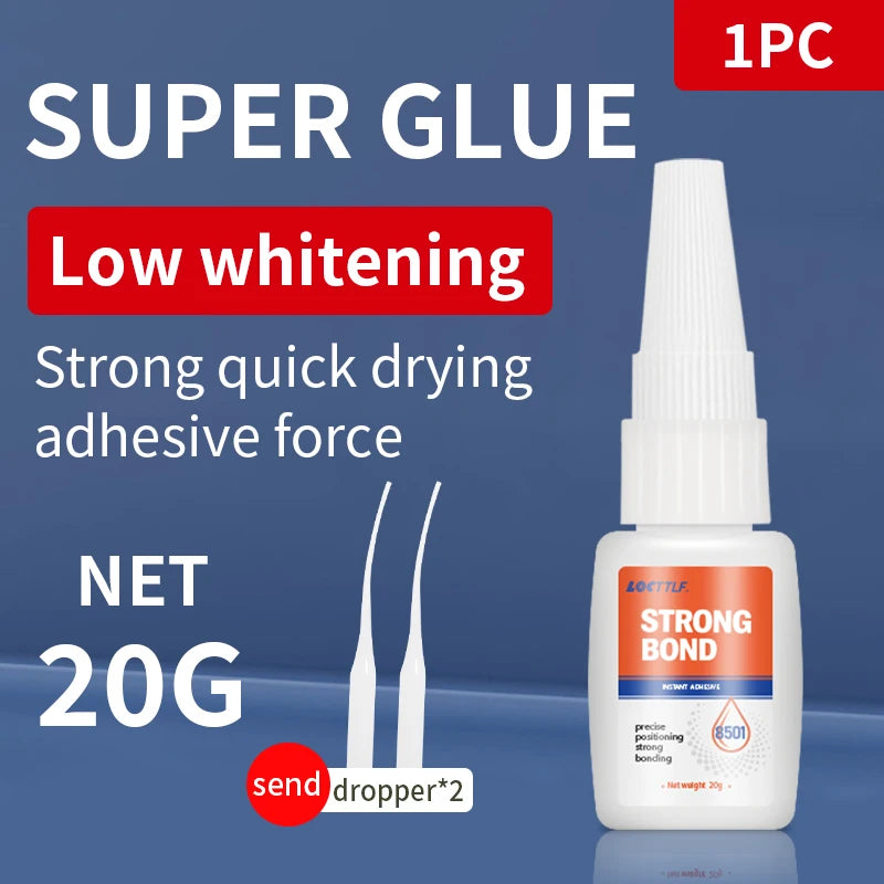 Super-Fast-Drying Adhesive 50g Transparent Water-Resistant and Heat-Resistant Plastic Wood Metal Glass Leather and DIY Projects
