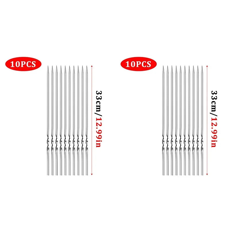 10/20/50Pcs Stainless Steel Barbecue Skewers, Reusable BBQ Kebab Skewers for Outdoor Camping, Picnic Tools, Cooking Tools