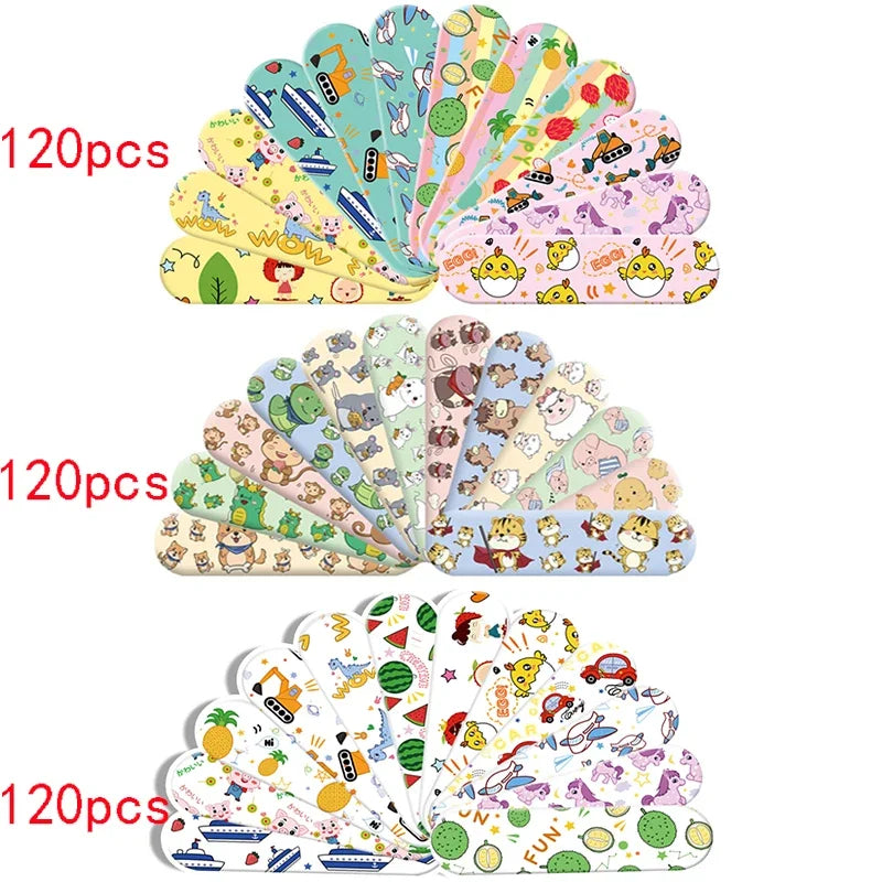 120pcs/set Round Strip Shape Band Aid First Aid Wound Plaster Skin Dressing Patch for Children Adults Adhesive Bandages Kawaii