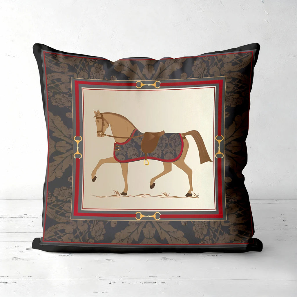 Stylish Horse Patterned Double-sided Printed pillow cover Short plush Suitable living rooms bedrooms sofas throw cushion cover