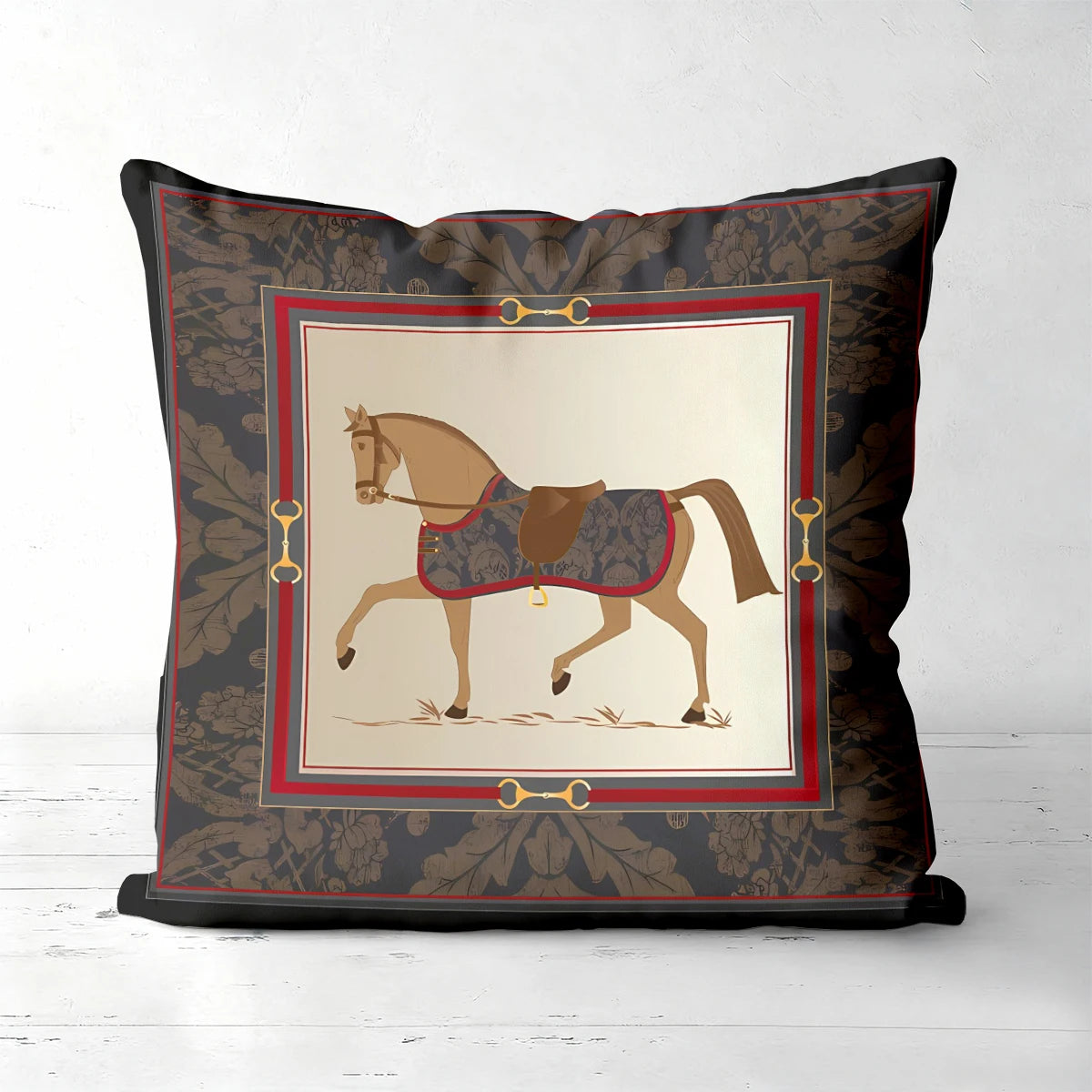 Stylish Horse Patterned Double-sided Printed pillow cover Short plush Suitable living rooms bedrooms sofas throw cushion cover