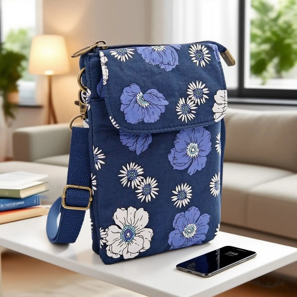 Fresh countryside fabric crossbody phone bag - floral five-layer crossbody women's bag