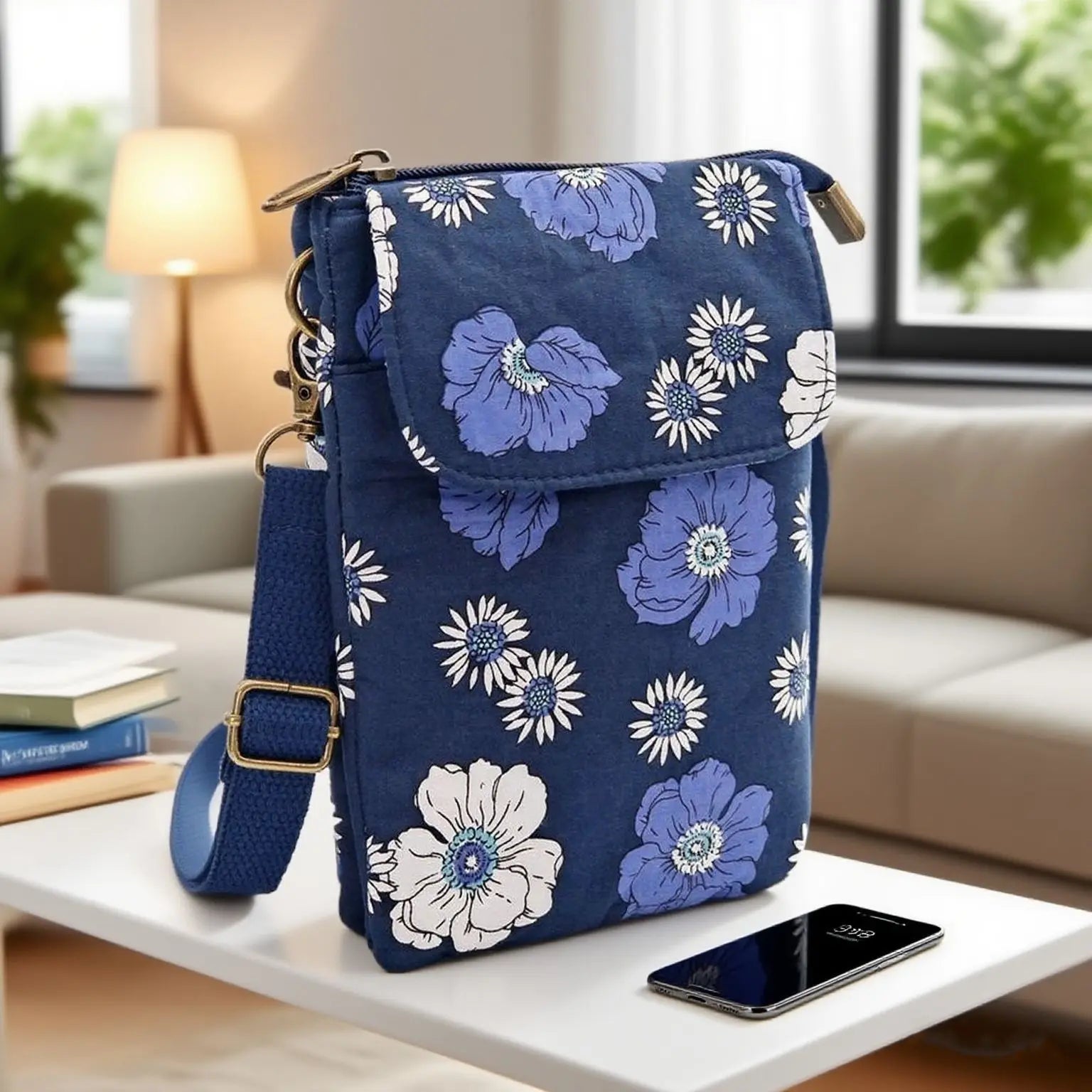 Fresh countryside fabric crossbody phone bag - floral five-layer crossbody women's bag