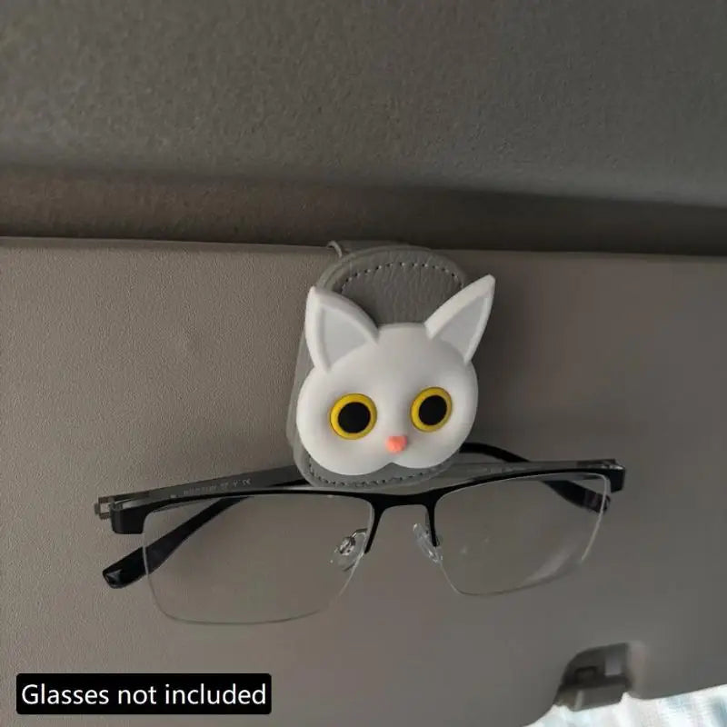 Cute Cat Magnetic Glasses Case for Car Sun Visor Holder Multi Function Auto Accessories for Women Girls