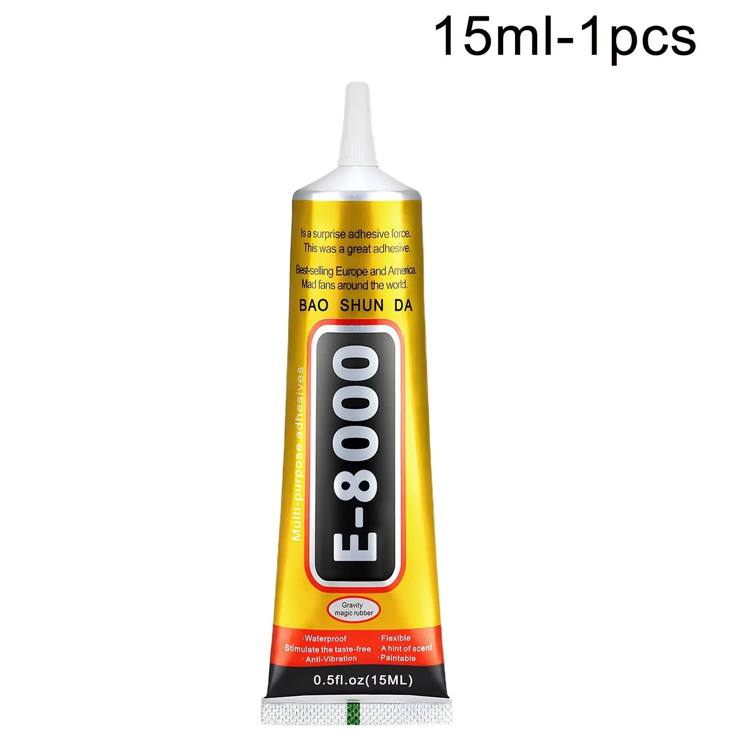 E-8000 15/50/110ML Transparent Phone Screen Repair Glue E8000 Universal Glass Plastic DIY Adhesive With Precision Applicator Elastic Glue Tools Includes tweezers.