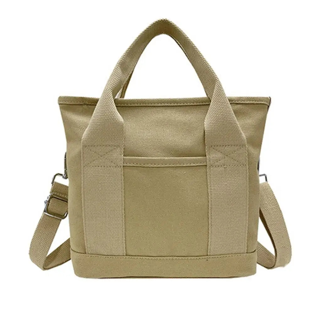 Multi-pocket Japanese Style Crossbody Bag Handbag Large Capacity Pure Color Tote Bag Mommy Bag Message Bag Canvas Shoulder Bag