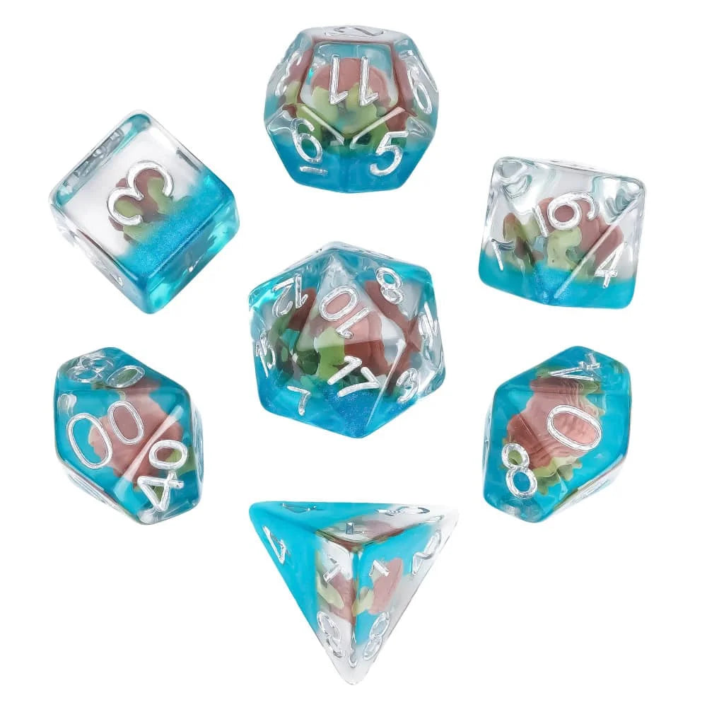 Cusdie 7 SKULL DND Dices Transparent D4 D6 D8 D10 D% D12 D20 Polyhedral Dice Set for D&D Pathfinder Role Playing Board Games