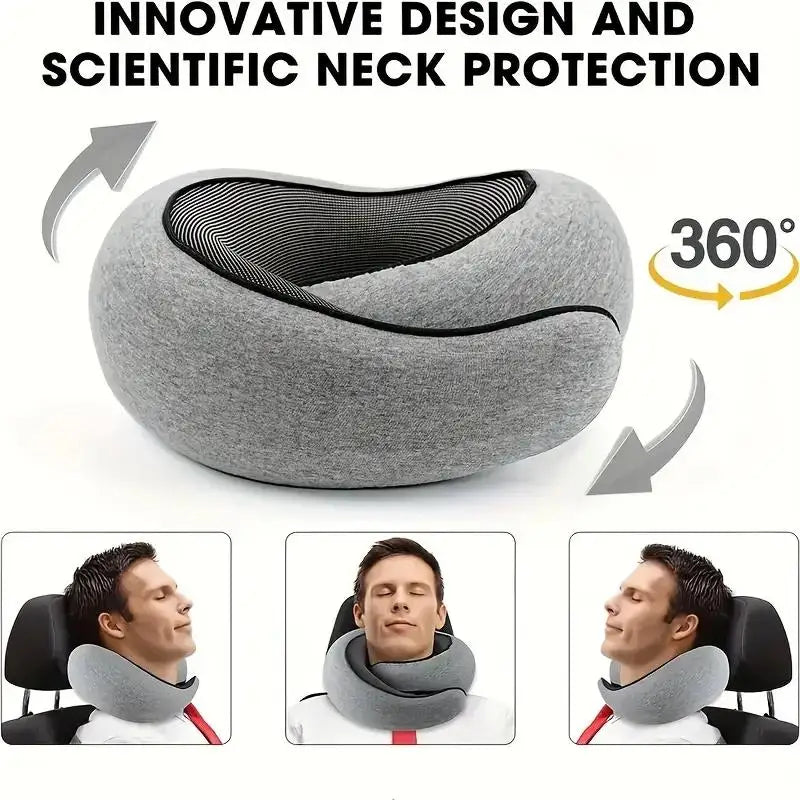 Comfortable Memory Foam Travel Neck Pillow with Breathable Cover Machine Washable Ideal for Airplane Office School Car and Home
