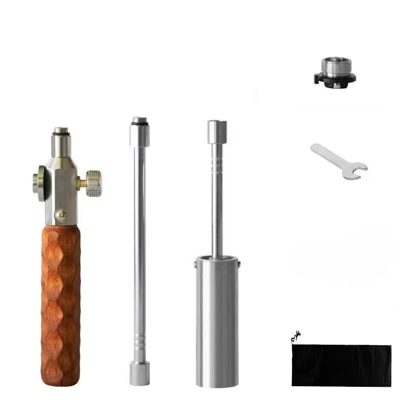 Detachable 3-Section Adjustable Flame Torch Portable Wooden Handle Propane Burner for Camping BBQ Welding Outdoor Cooking