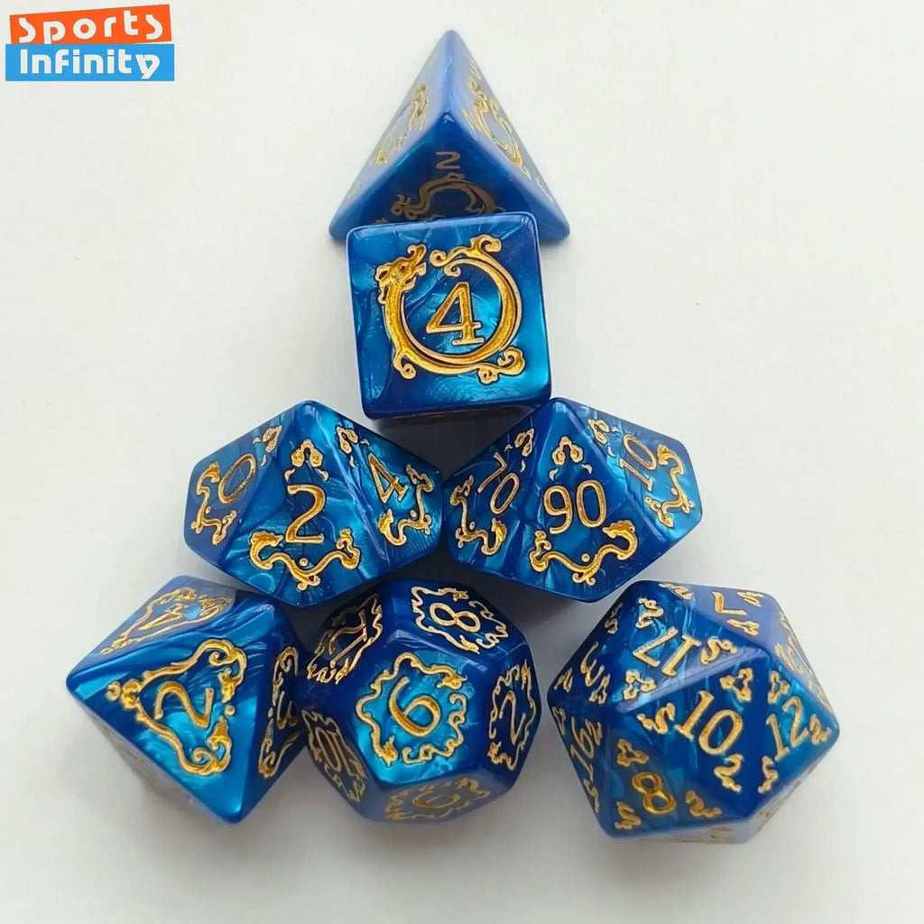 7pcs/set of Dragon Pattern Number Dice for DND Rpg Trpg COC Cthulhu Running Group Table Board Game Dnd Dice Set Polyhedral Dice