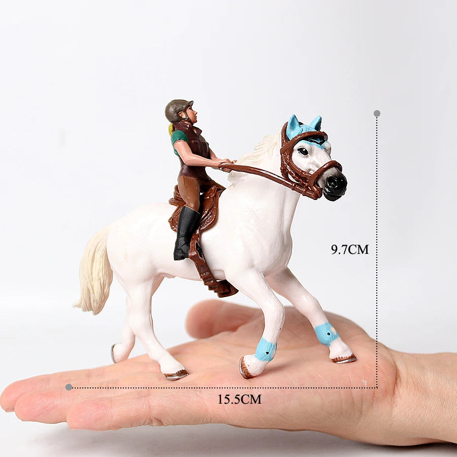 Realistic Equestrian Rider Horse with Saddle and Bridle Riding Playset Model Figures Decoration Educational Toys for Kids