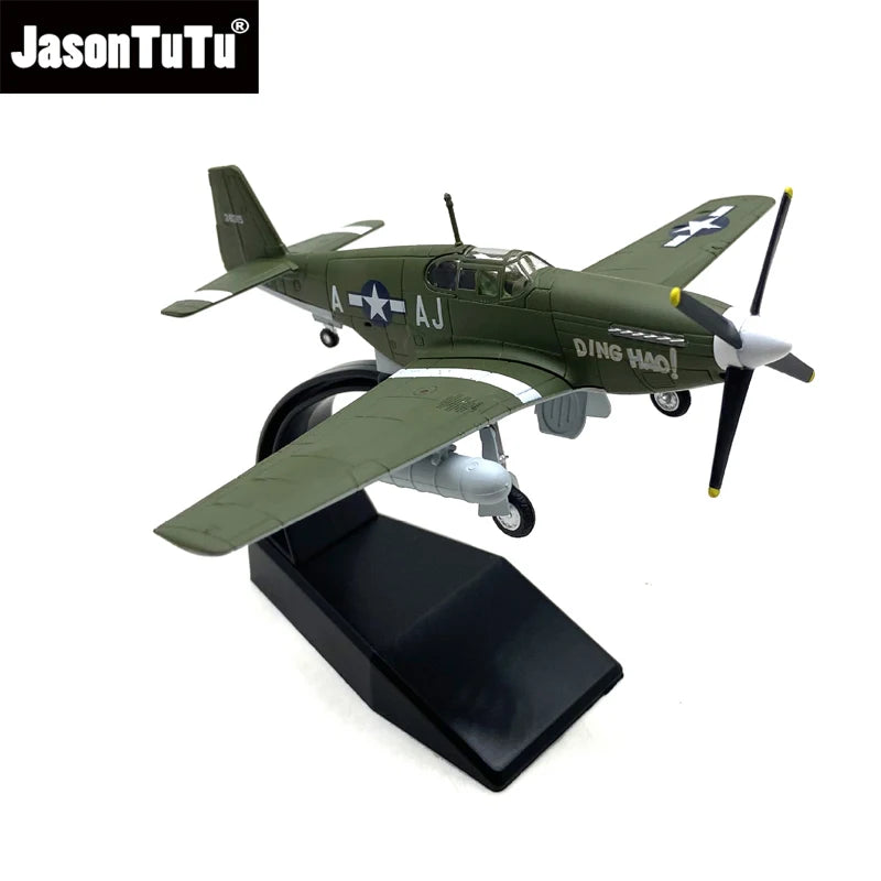 JASON TUTU Diecast Metal 1/72 Scale American Army Airlines P51b Mustang Fighter P51B Airplane Model Military Collect Gift