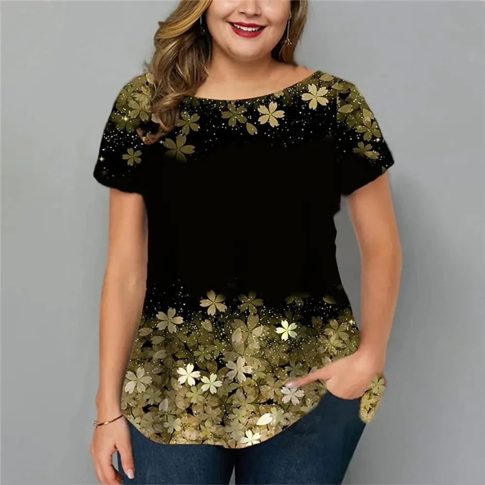 Summer Fashion 3D Printed Women's Short-sleeved T-shirt Harajuku Plus Size Casual Shirt Round Neck Women's Street Top T-shirt