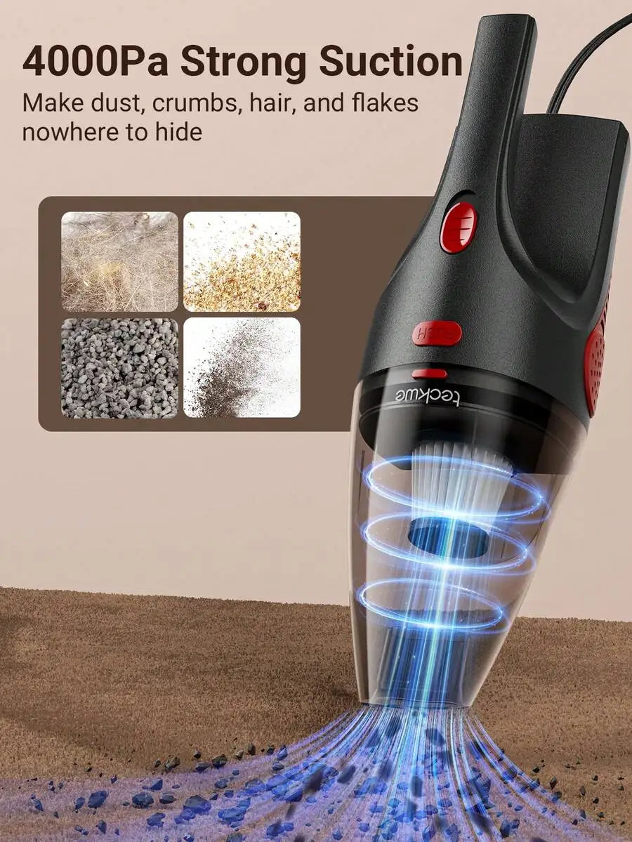 Portable Car Vacuum Cleaner,Car Handheld Vacuum,Wet & Dry,5 Nozzles,Multiple Filtration,Long-Lasting Suction For Car Clean