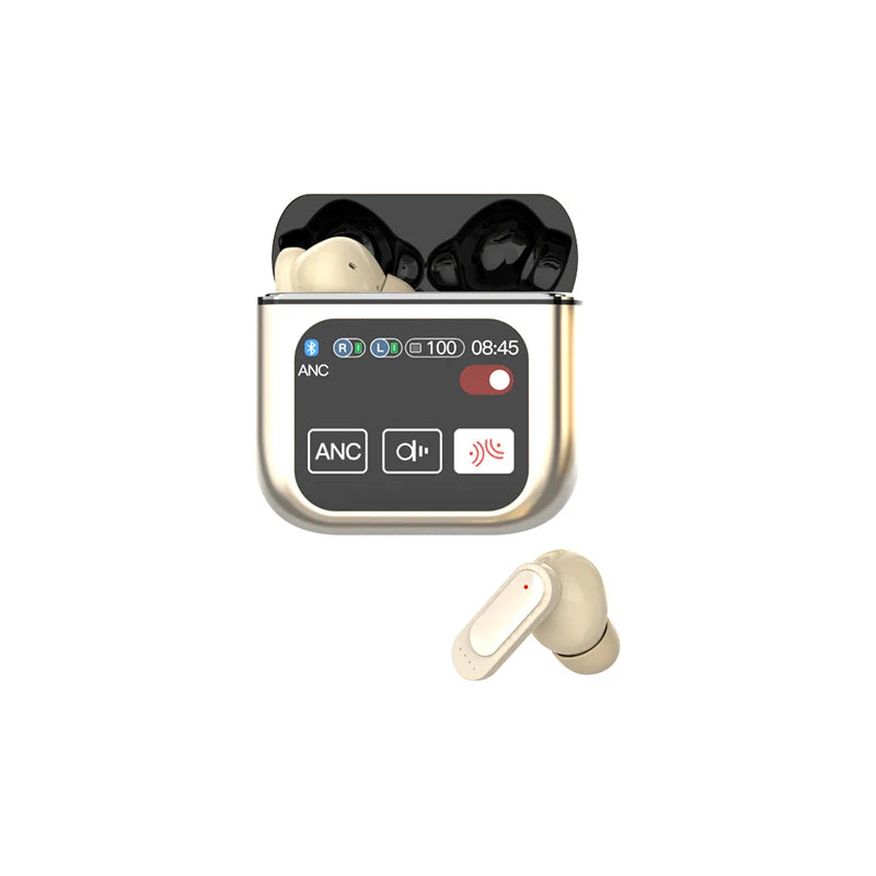2024 New Touch Screen ANC Wireless Earphone TWS Noise Cancelling ENC Call Earbud Bluetooth 5.3 Long Battery Life HiFi Headphones