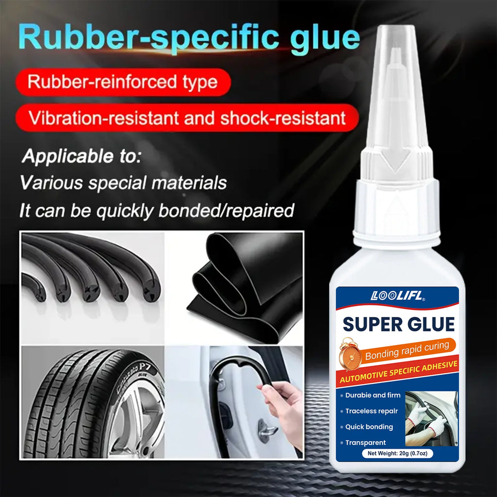 LOOLIFL, Super glue, rubber, tire adhesive, black has ductility, high temperature resistance, transparency and high strength