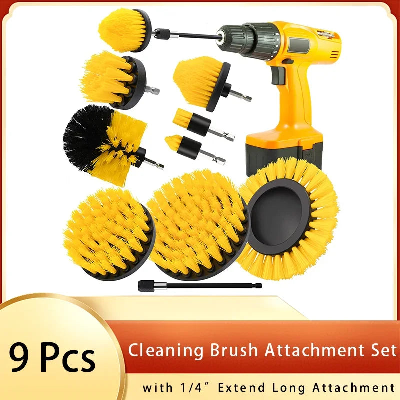 5/6/7/9 Pcs Cleaning Brush Attachment Set Power Scrubber Brush with 1/4“ Extend Long Drill Scrub Brush for Cleaning Shower