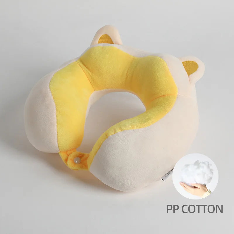 Wholesale Strawberry Bear Micro Fiber Soft Fluffy U Shape Pillow For Airplane Rest