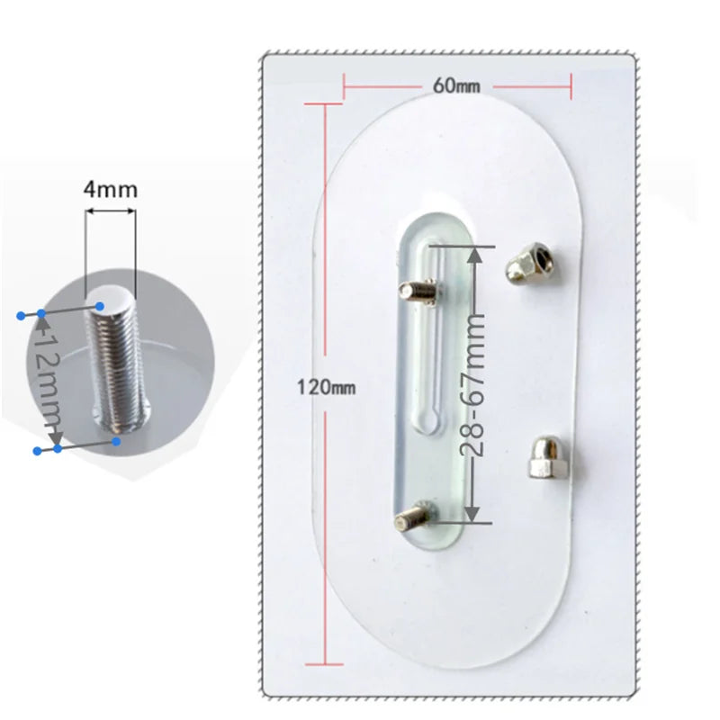 2Pcs Strong Adhesive Seamless Sticky Wall Hook Nail Mounting Rack Double Pegs Adjustable Screw Stickers Wall Picture Hook Kits
