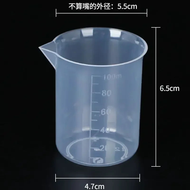 100ml Mixing Cups Plastic Liquid Container Epoxy Resin Scale Beaker Chemical Laboratory Cups Measuring Cup Kitchen Baking Tools
