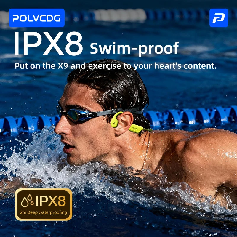 POLVCDG 8G Memory Bone-Conduction Sports Swimming Headphones IPX8 Waterproof Bluetooth 6.0 Running Headphones 2026 New Model X9