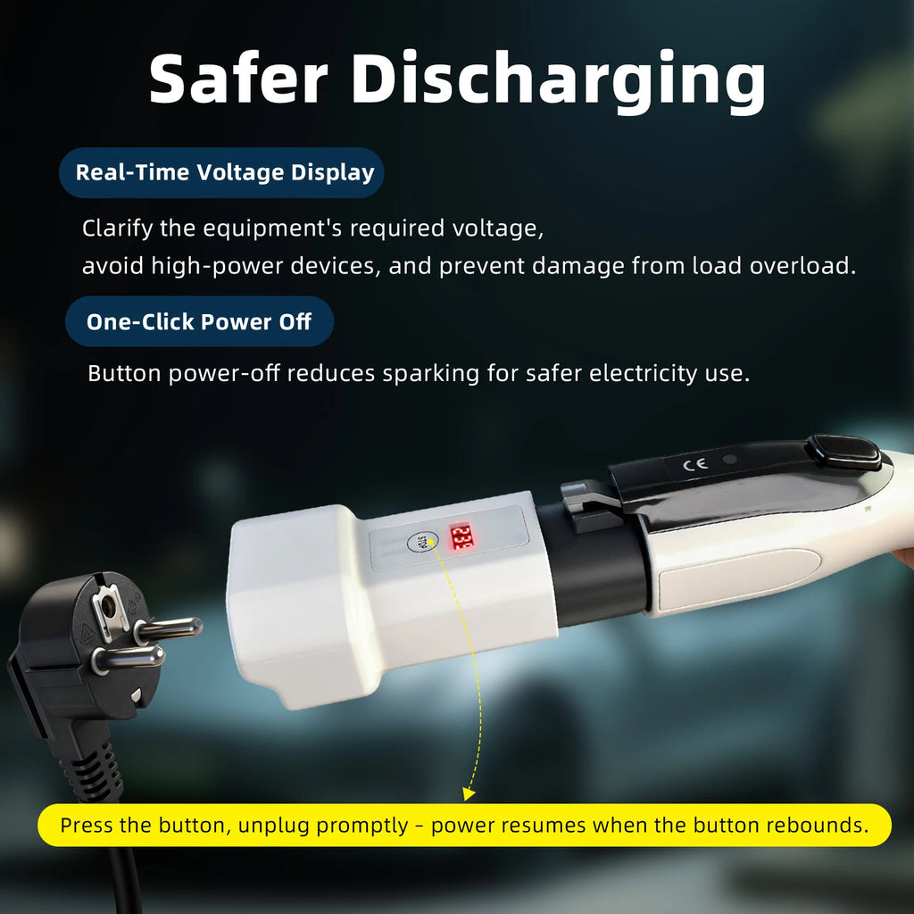 EVqiaoyi Type1 to Schuko Socket EV Adapter J1772 Male Discharging Plug Charging Station Accessories Powering Household Devices