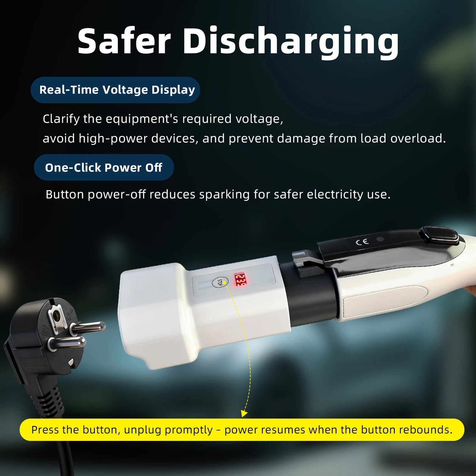 EVqiaoyi Type1 to Schuko Socket EV Adapter J1772 Male Discharging Plug Charging Station Accessories Powering Household Devices