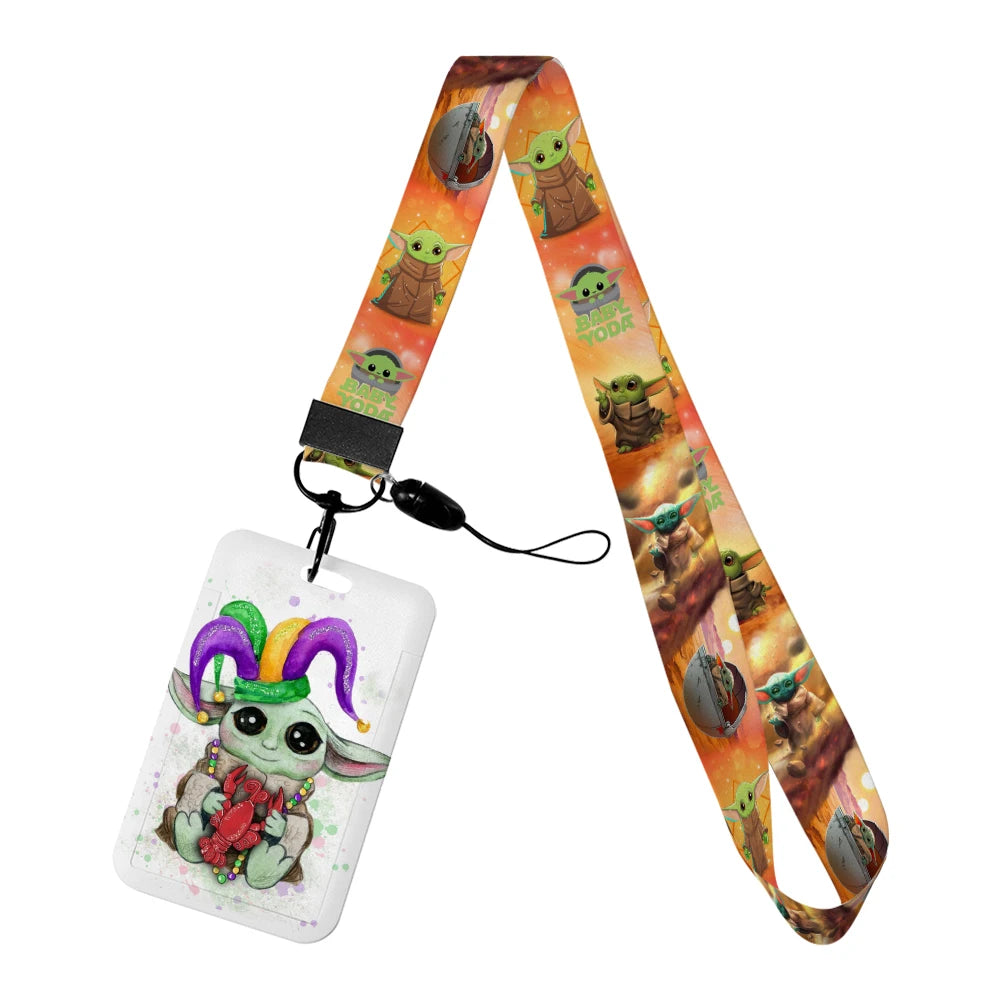 Cartoon Yoda Disney Card Holder Lanyards Minnie Card Holders Neck Strap for Keychain Kids Door Badge Holder Boy Girl Card Case