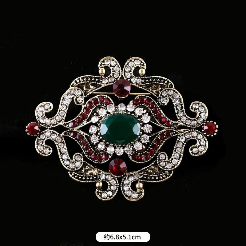 men's women's fashion crystal brooch retro metal baroque pin accessories