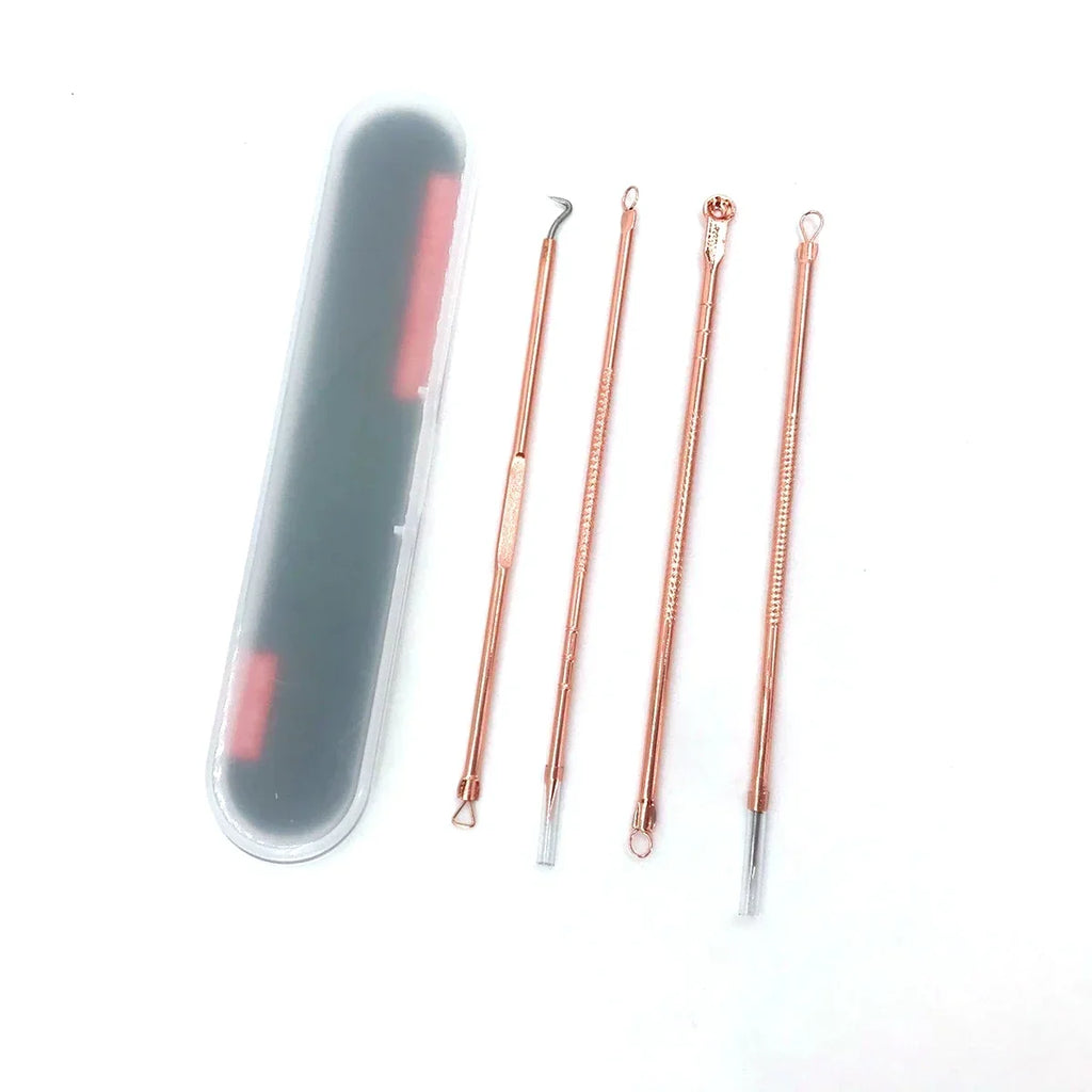 4PCS Acne Blackhead Comedone Black Spot Pimple Blemish Remover Skin Care Women Beauty Acne Treatment Pore Cleanser Needle Hook