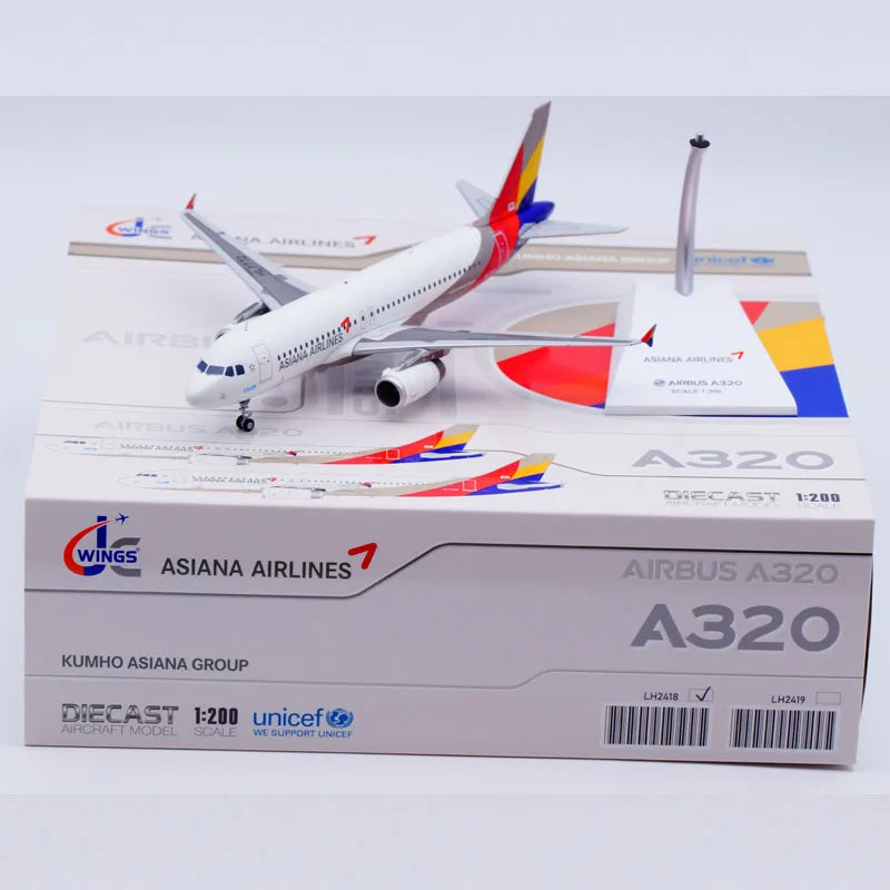 LH2418 Alloy Collectible Plane Gift JC Wings 1:200 Asiana Airlines "StarAlliance" Airbus A320 Diecast Aircraft JET Model HL7772