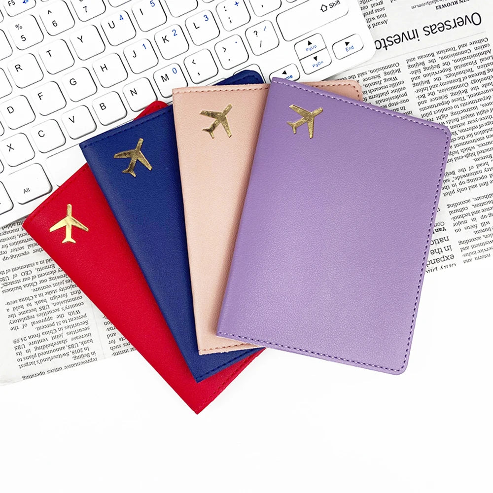 Luxury Gold Airplane Passport Cover Custom Name Men Women Business Passport Holder Personalized Logo Initials Travel Accessories