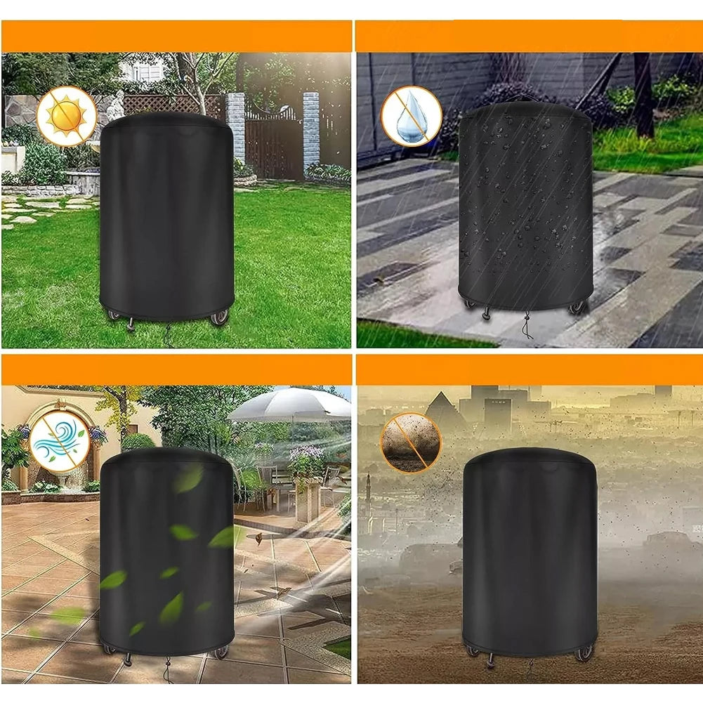 Round Grill Cover Outdoor Dustproof Kettle BBQ Cover For Raweao Kettle BBQ Cover For Weber 57Cm Waterproof Barbecue Cover