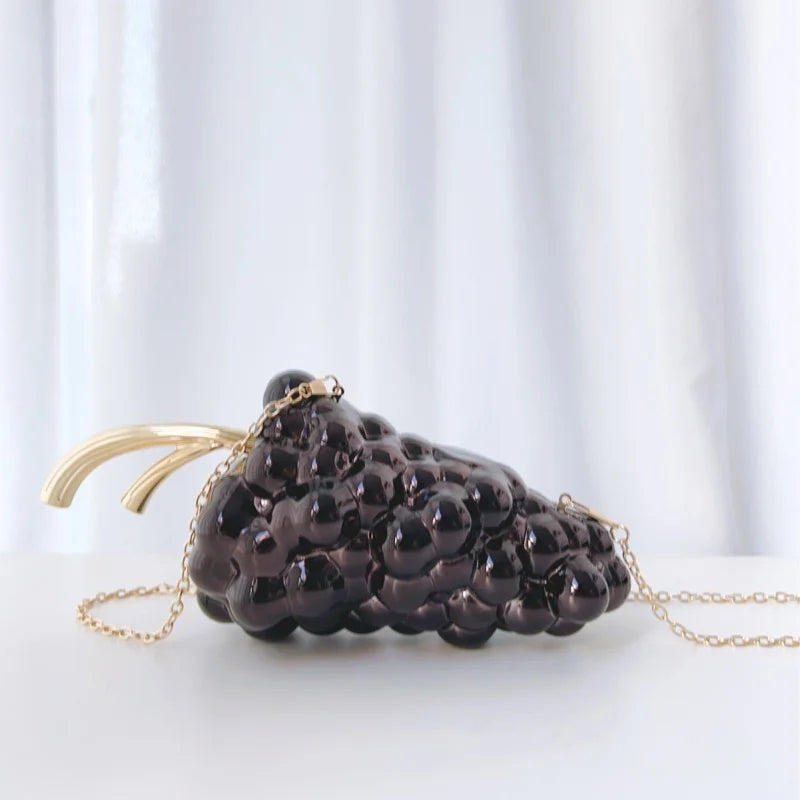 Acrylic Creative Design Grape Shaped Electroplated Banquet Bag Trendy Glossy Irregular Shaped Clutch Bag Wedding Purse Handbags