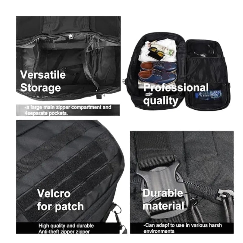 45L Tactical 3 in 1 Camping/Gym/Duffel Shoulder Bag with MOLLE System, Waterproof Fitness & Travel Luggage for Men