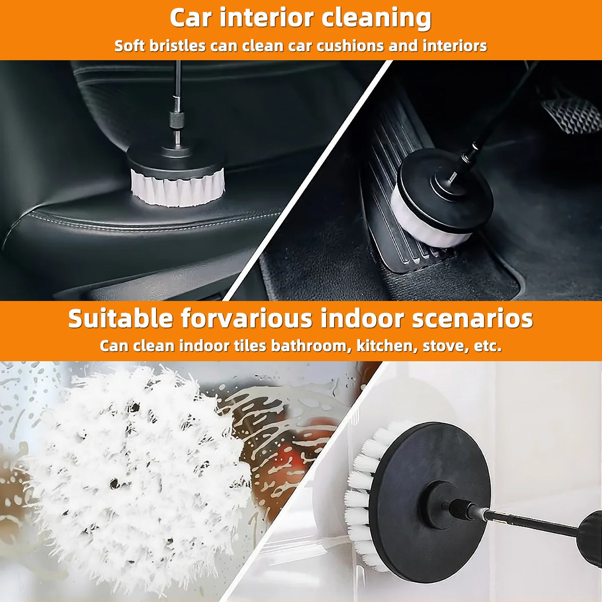 Yitong Soft Drill Brush Electric Scrubber Drill Disc Brushes Polisher For Bathroom Kitchen Carpet Glass Car Tires Cleaning Tools