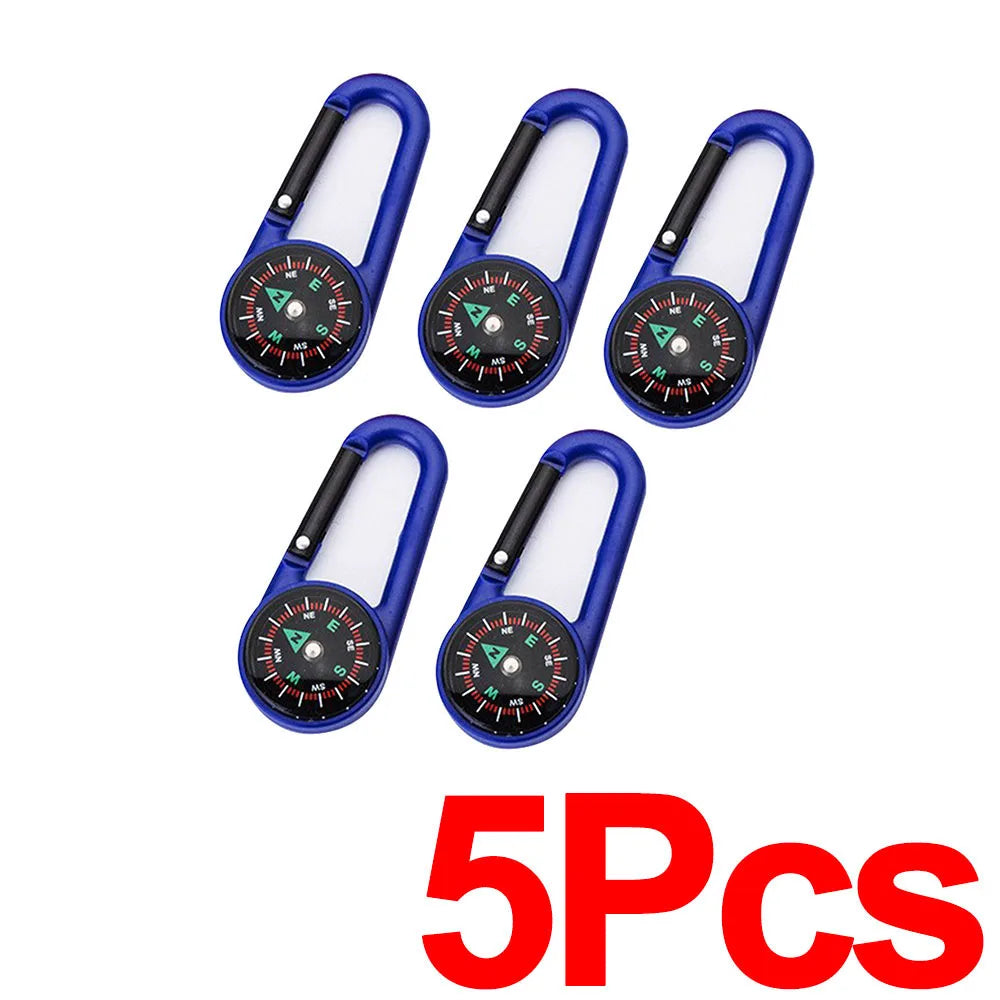Outdoor Compass Carabiner Mini Camping Keychain Mountaineering Hiking Backpack Buckle with Compass Survival Children Gifts