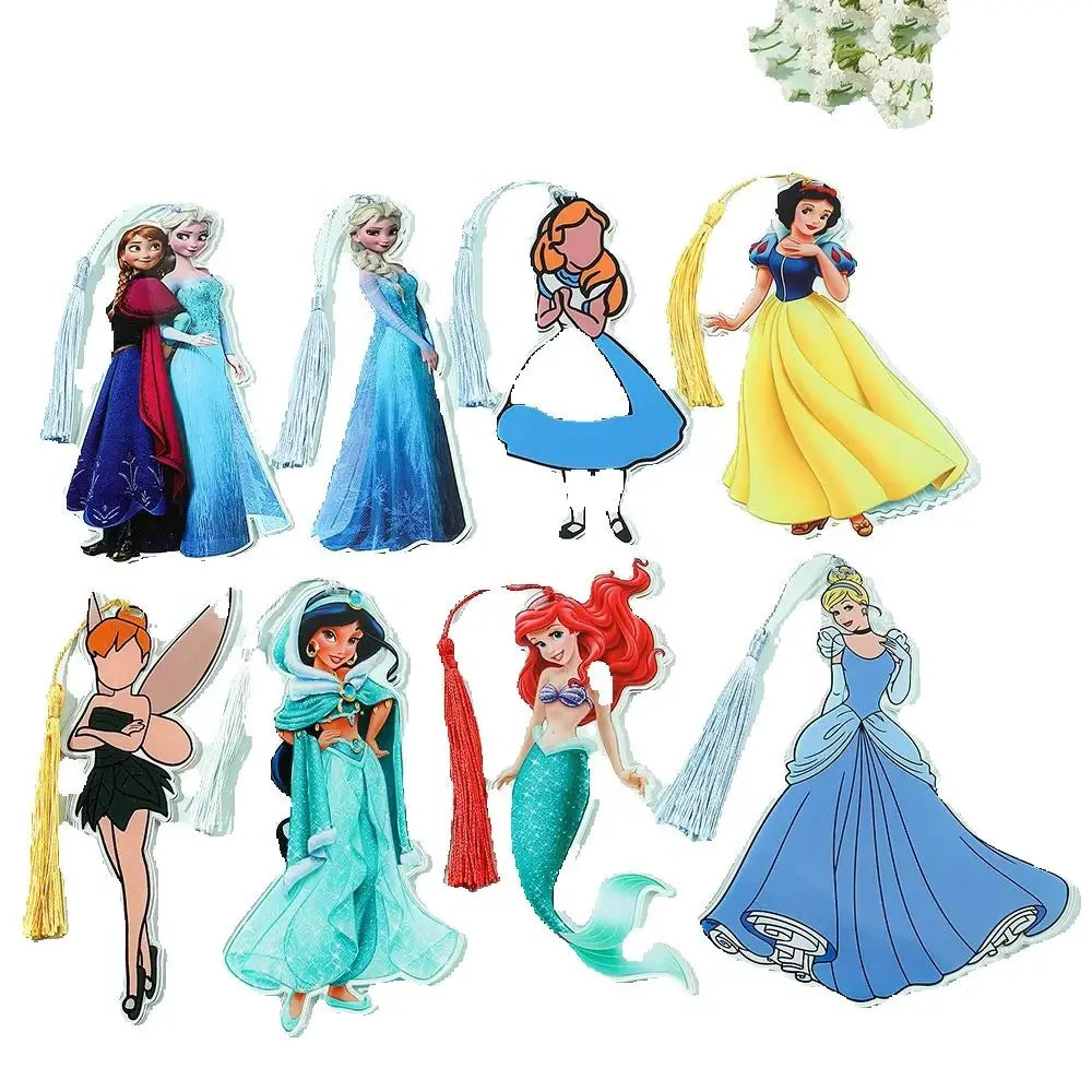 Creative Princess Series Acrylic Bookmarks with Tassels, Cute Decorative Page Holders, Gifts for Girls & Students