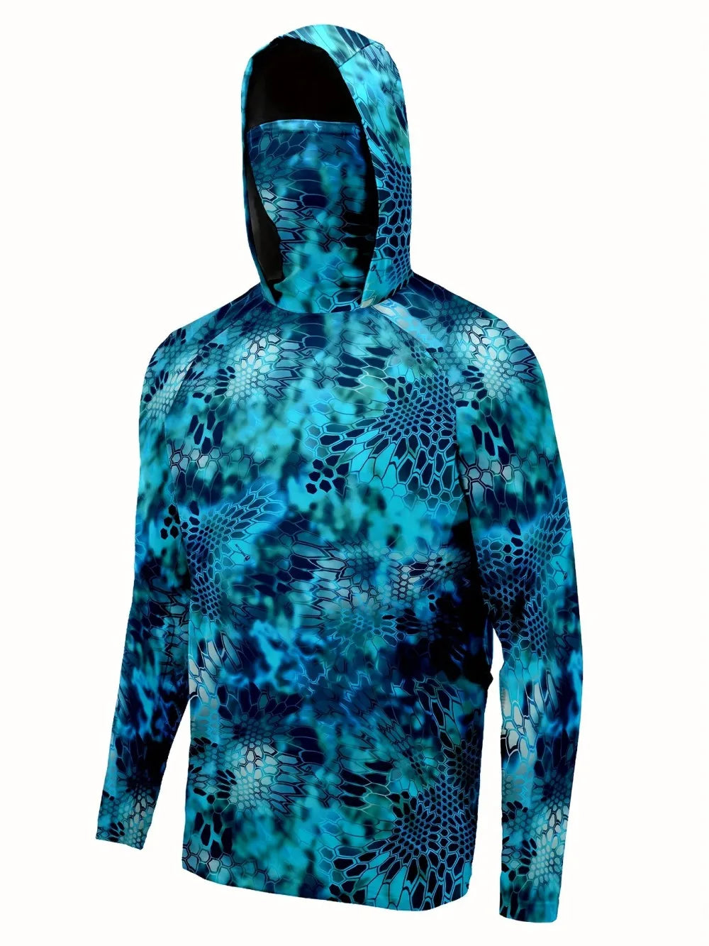 American men's summer camouflage graffiti print micro elastic breathable fishing suit long sleeved T-shirt outdoor casual top