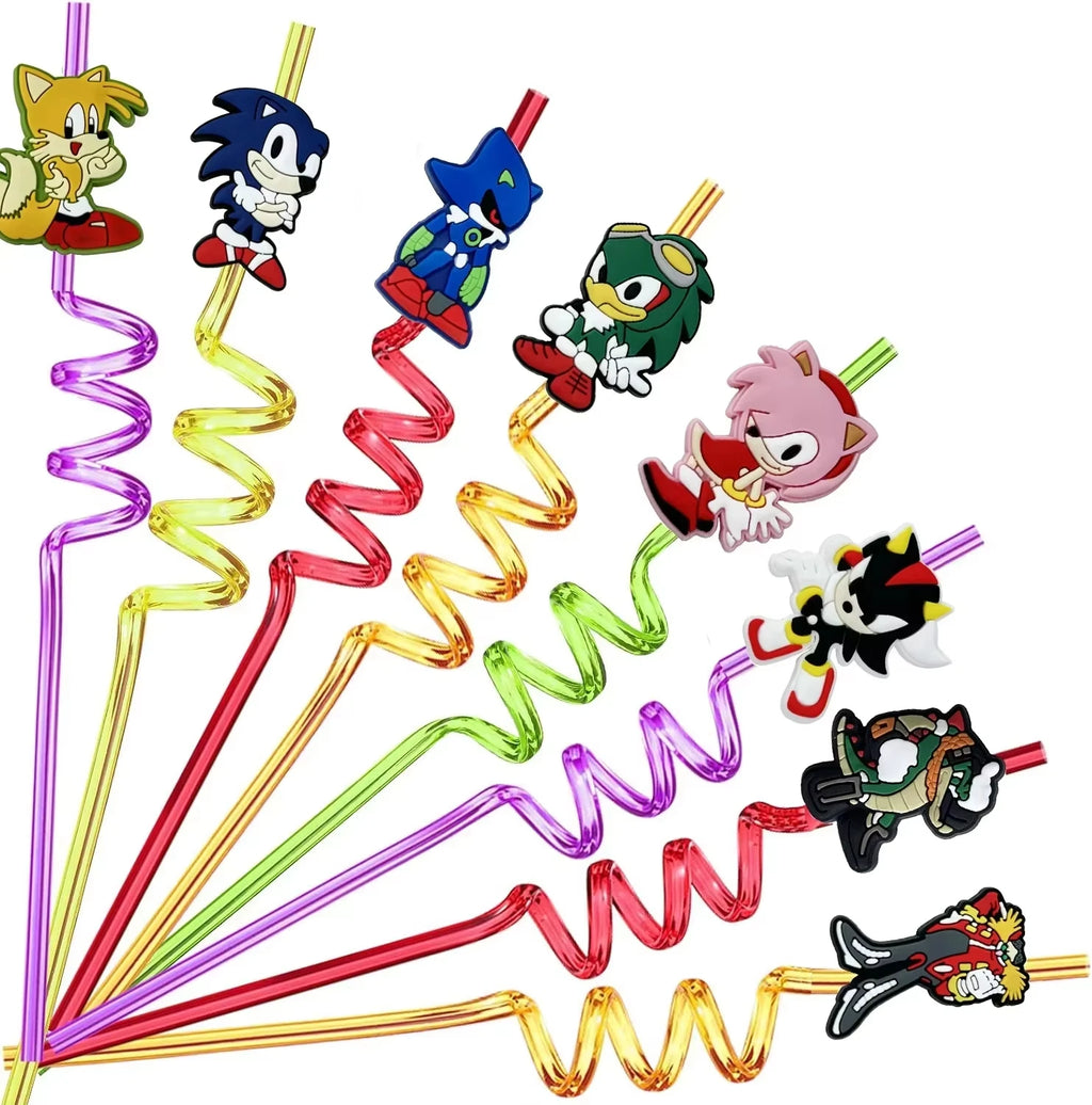 Sonic Birthday Party Supplies Hedgehog Action Figure Disposable Tableware Paper Plates Cup Knife Fork Spoon Baby Bath Toys