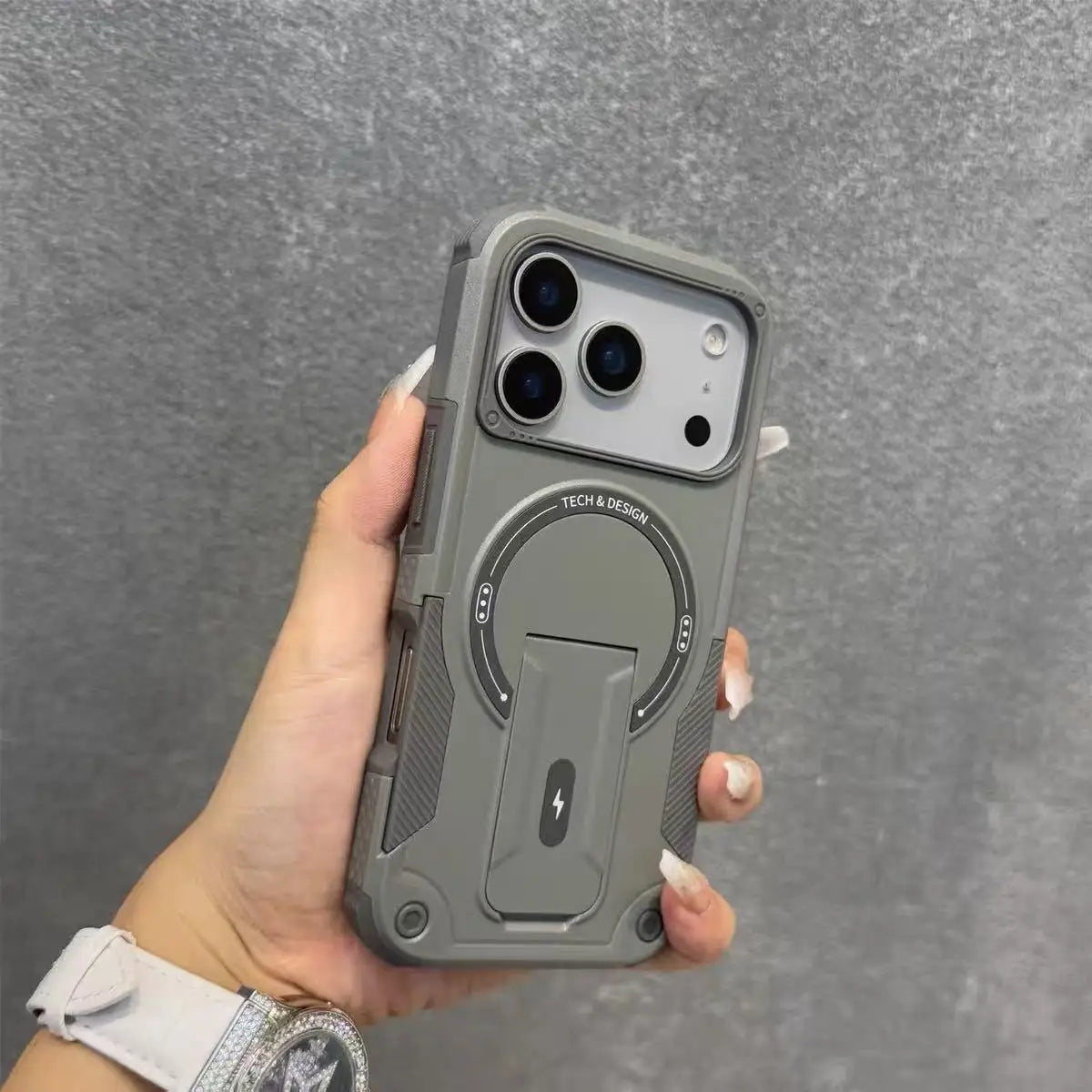 For Magsafe Kickstand Phone Case For iPhone 17 Pro 14 16 15 13 11 12 Pro Max Air Magnetic Wireless Charge Stand Anti-Fall Cover