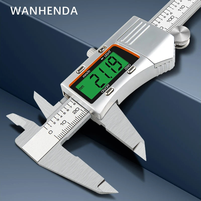 150mm Backlit Digital Caliper Stainless Steel Metal Calipers 6inch LCD Display Electronic Vernier Caliper Measuring Tool Gauge