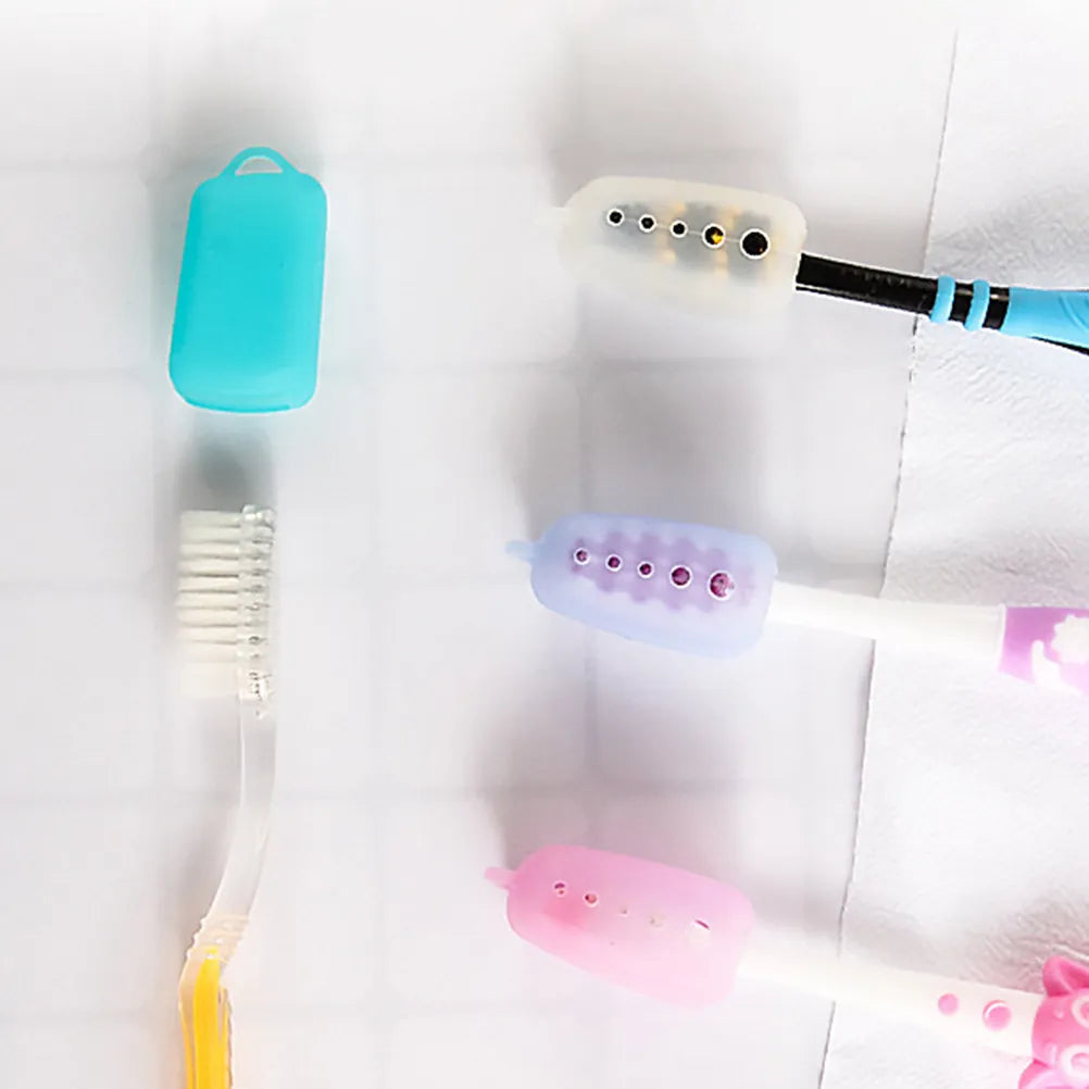 8Pcs Portable Toothbrush Head Covers Silicone Travel Protective Caps Dustproof Case Toothbrush Storage Box Accessories