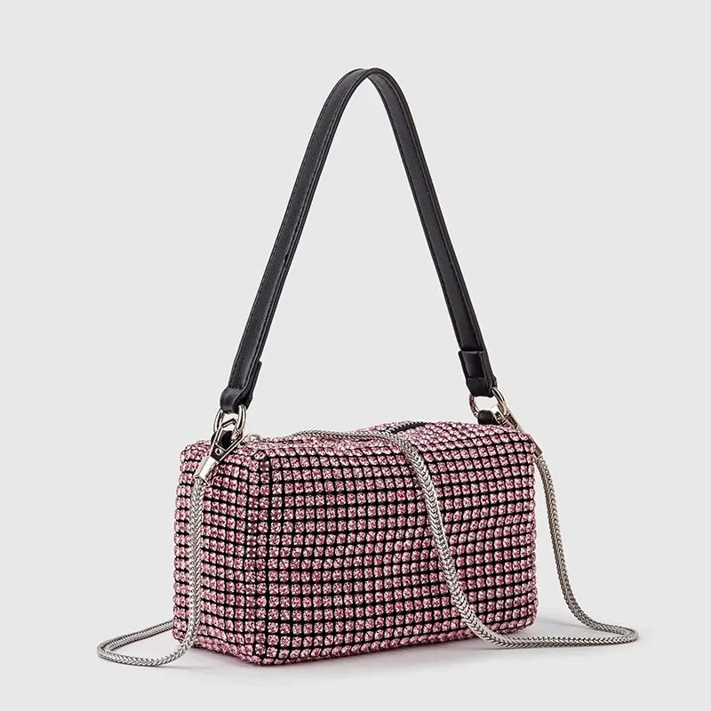 2026 Luxury Rhinestone Pearl Evening Bag for Women | Sparkly Stage Performance Purse | Elegant Dinner Party Clutch Crossbody Bag