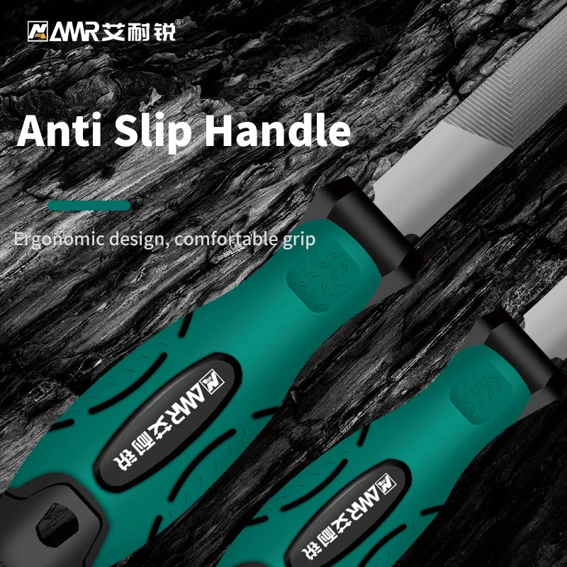 AMR 1pc Metal File 6 Inch Professional Carbon Steel Flat/Half-Round/Triangular Square Round File for Metal Work